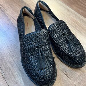 SCHUTZ Black Tassel Woven Loafers